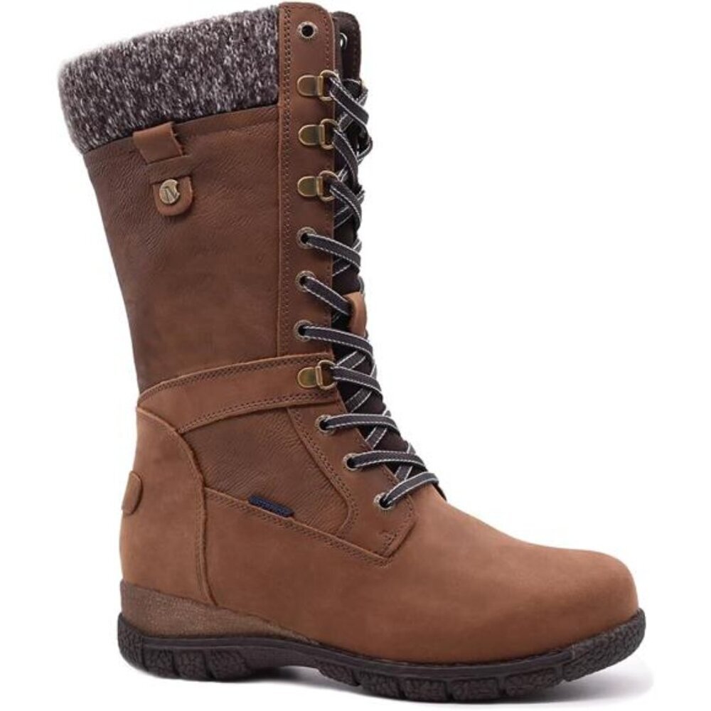 Waterproof Winter Boots Women Wool Lined Leather Calf